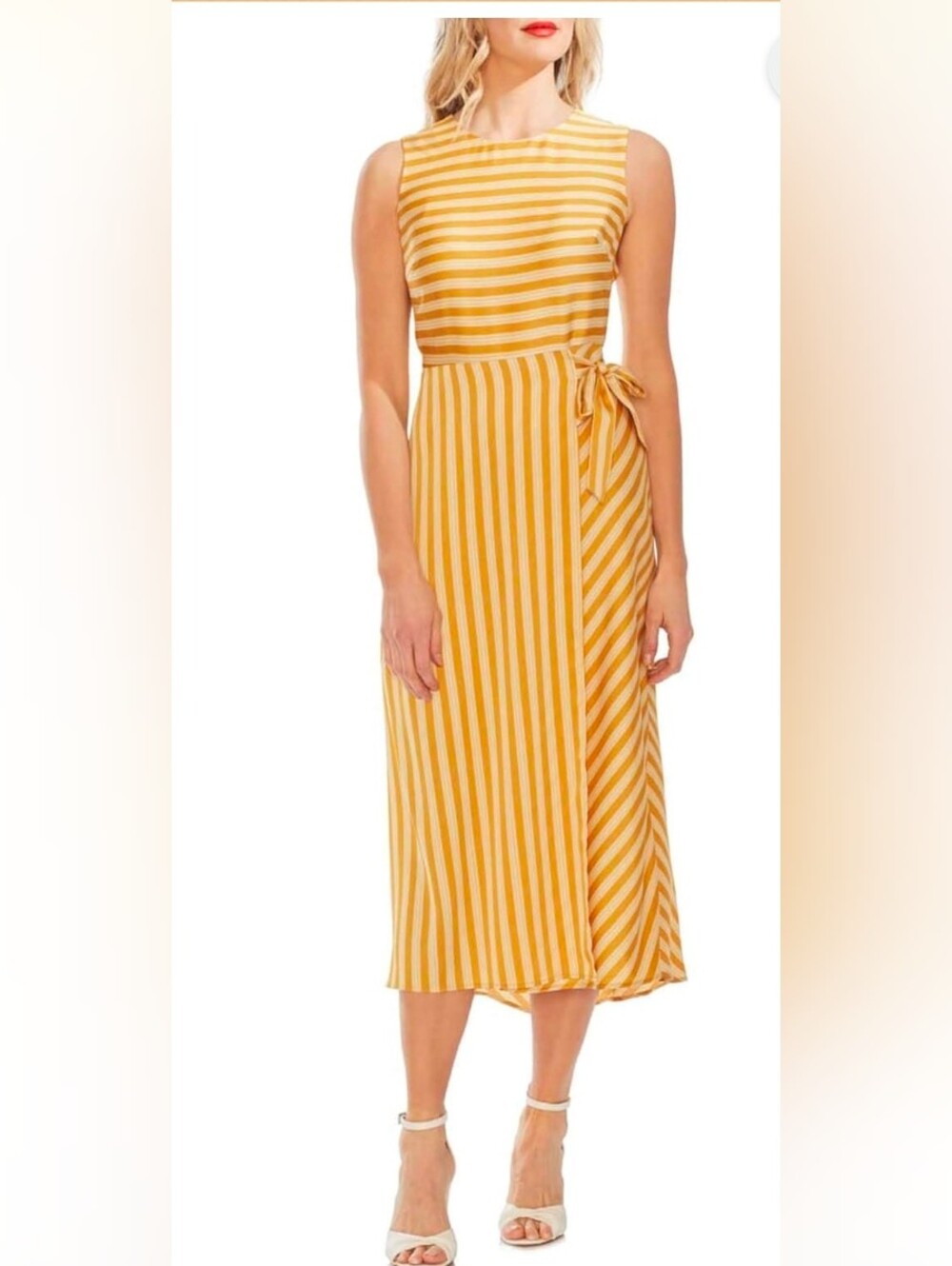 Vince Camuto Striped Tie-Side Midi Dress Size 2